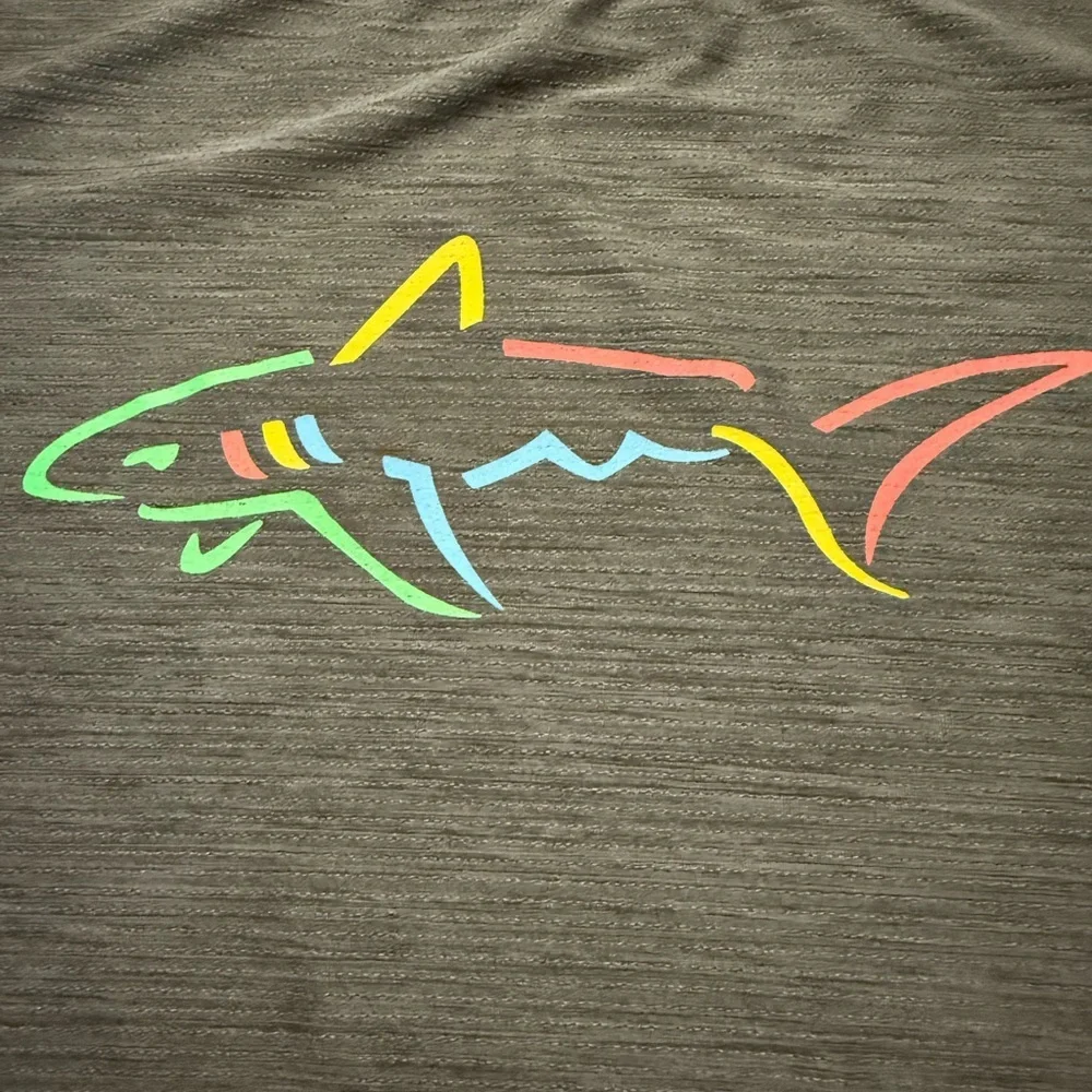 Greg Norman Play Dry Performance Golf Shirt Gray Shark Logo XL